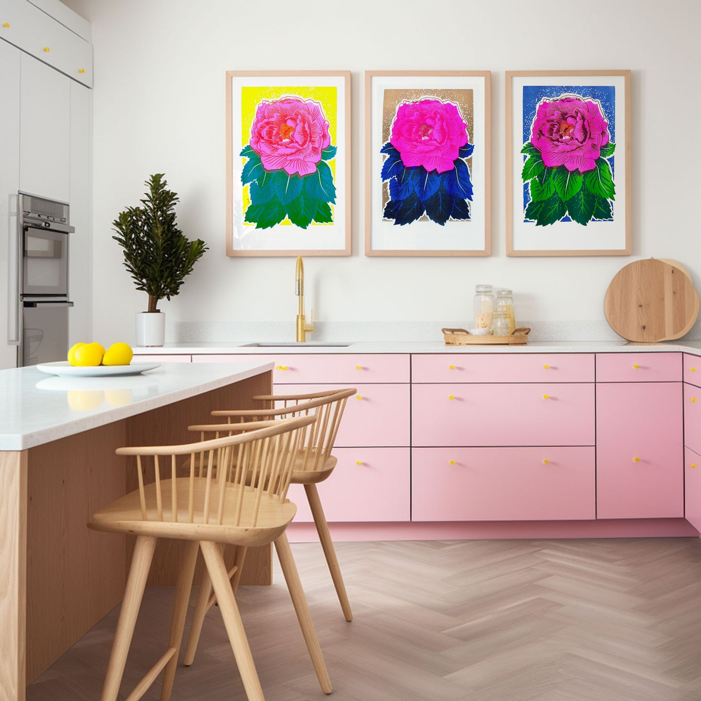 Gold Peony Risograph Print