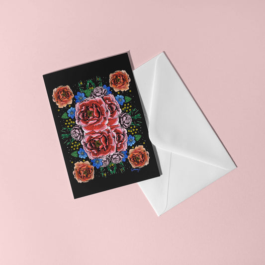 Black Floral Greeting Card